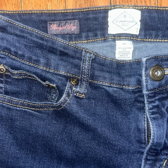 St. John's Bay Blue Straight Leg Jeans Classic Style - Picture 4 of 9